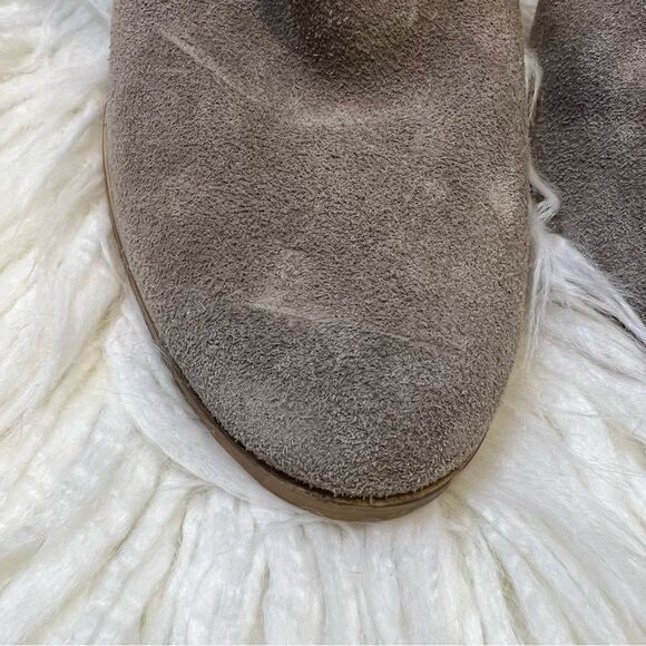 Steve Madden Womens Suede Ankle Bootie Block High Heels Boots Buckle Gray Size 6 - Picture 3 of 8